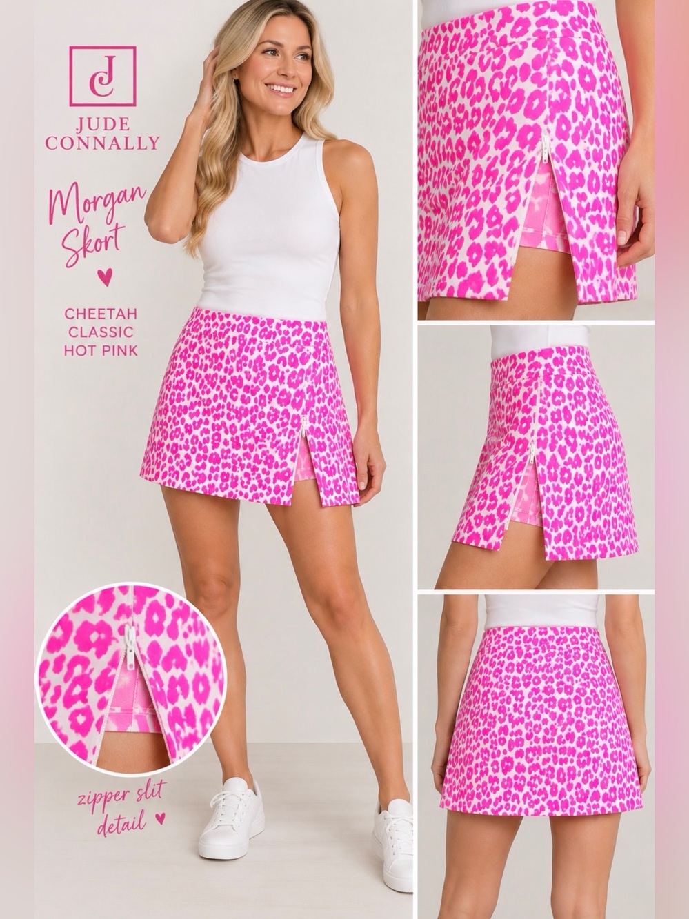 NWT Jude Connally Hot Pink Cheetah Print Mini Skort Size M